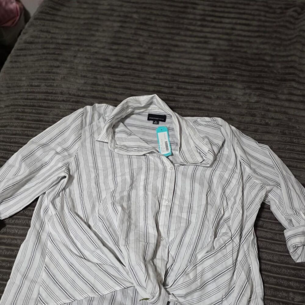 Hope-ivy Women's White and Grey Blouse